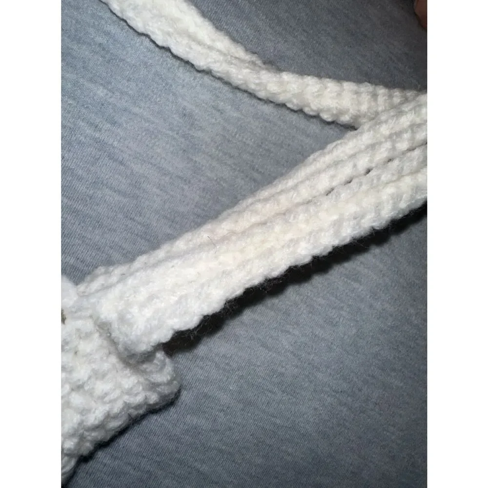 Handmade Crochet White Shades of Blue Green Small Fishnet Market Tote